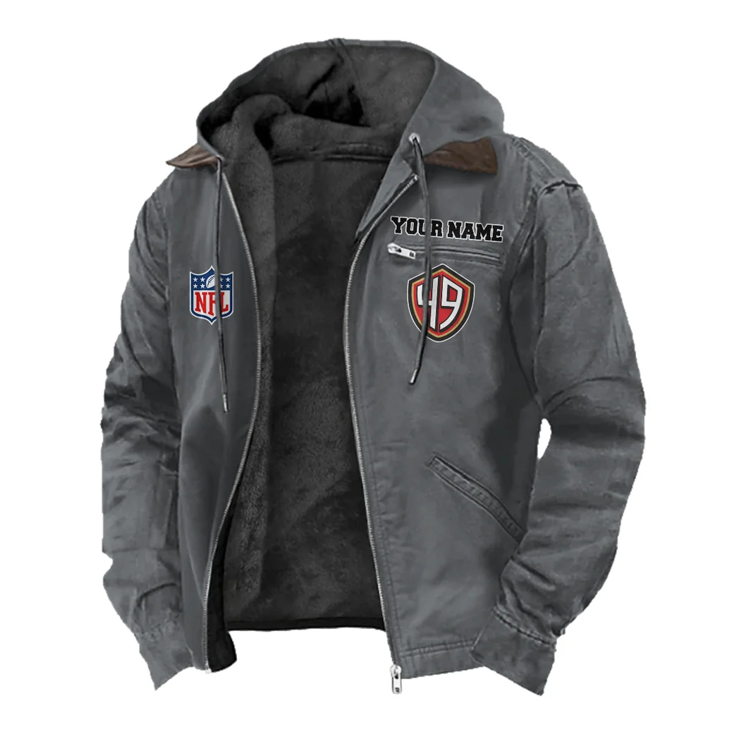 Midnight Rams Flannel Hoodie, Athletic Lifestyle Fan Hoodie HVN1460SF - Gray - Image 2