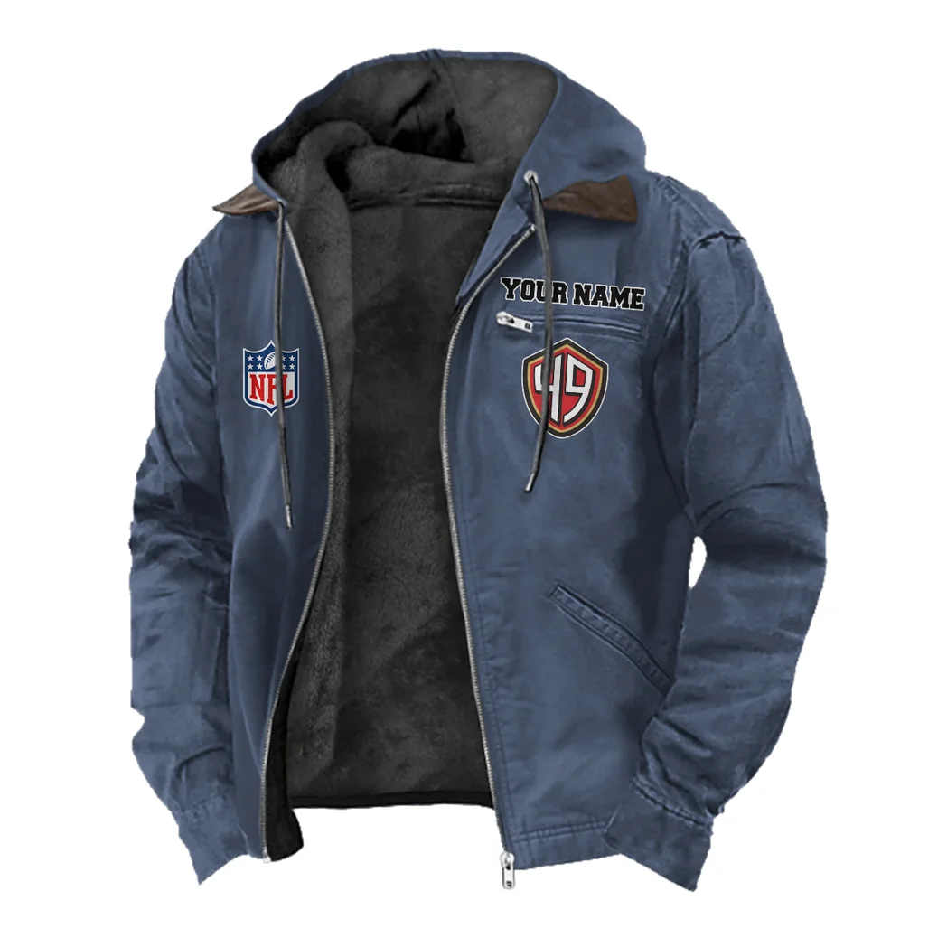 Midnight Rams Flannel Hoodie, Athletic Lifestyle Fan Hoodie HVN1460SF - Navy Blue - Image 2