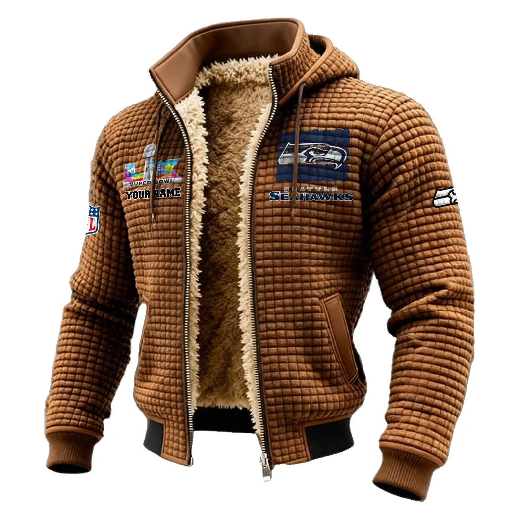 Fan Squad Fleece-Lined Hooded Jacket, Breathable Warmth Sport Jacket HVN1460SS - brown - Image 2