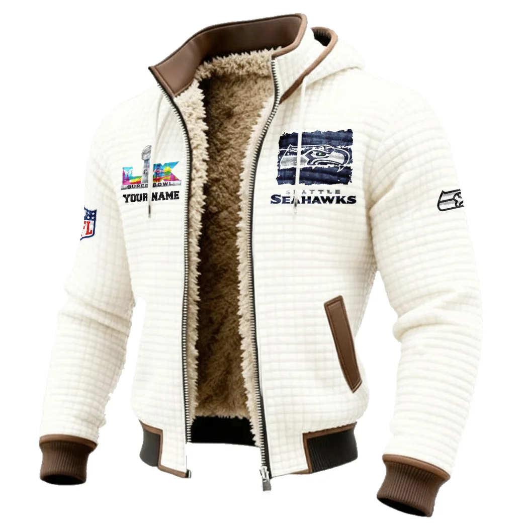 Fan Squad Fleece-Lined Hooded Jacket, Breathable Warmth Sport Jacket HVN1460SS - White - Image 2