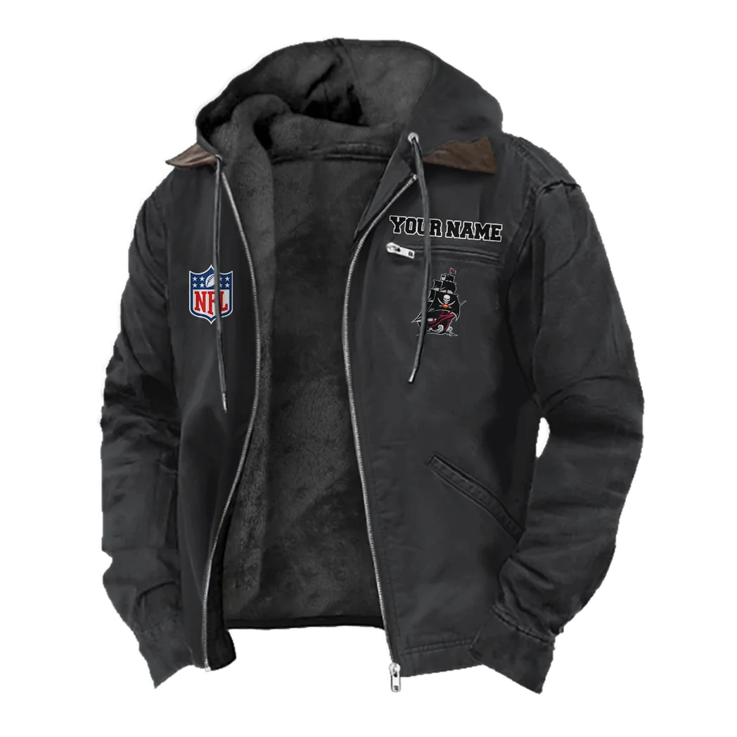 Red Pride Flannel Hoodie, Fan Squad Flannel Hoodie HVN1460TB - Black - Image 2