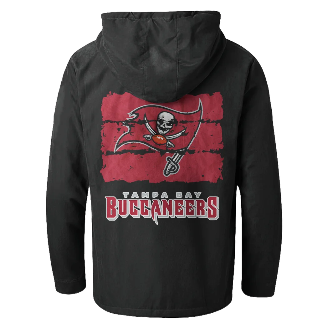 Red Pride Flannel Hoodie, Fan Squad Flannel Hoodie HVN1460TB - Black - Image 3