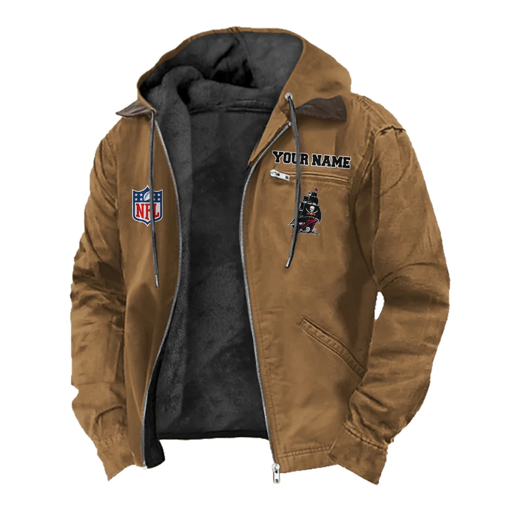 Red Pride Flannel Hoodie, Fan Squad Flannel Hoodie HVN1460TB - Camel - Image 2
