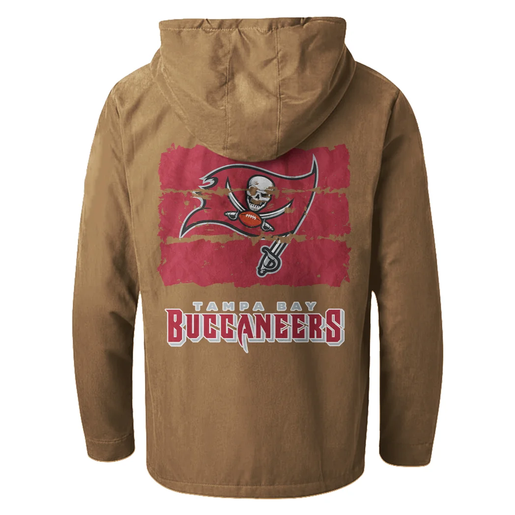 Red Pride Flannel Hoodie, Fan Squad Flannel Hoodie HVN1460TB - Camel - Image 3