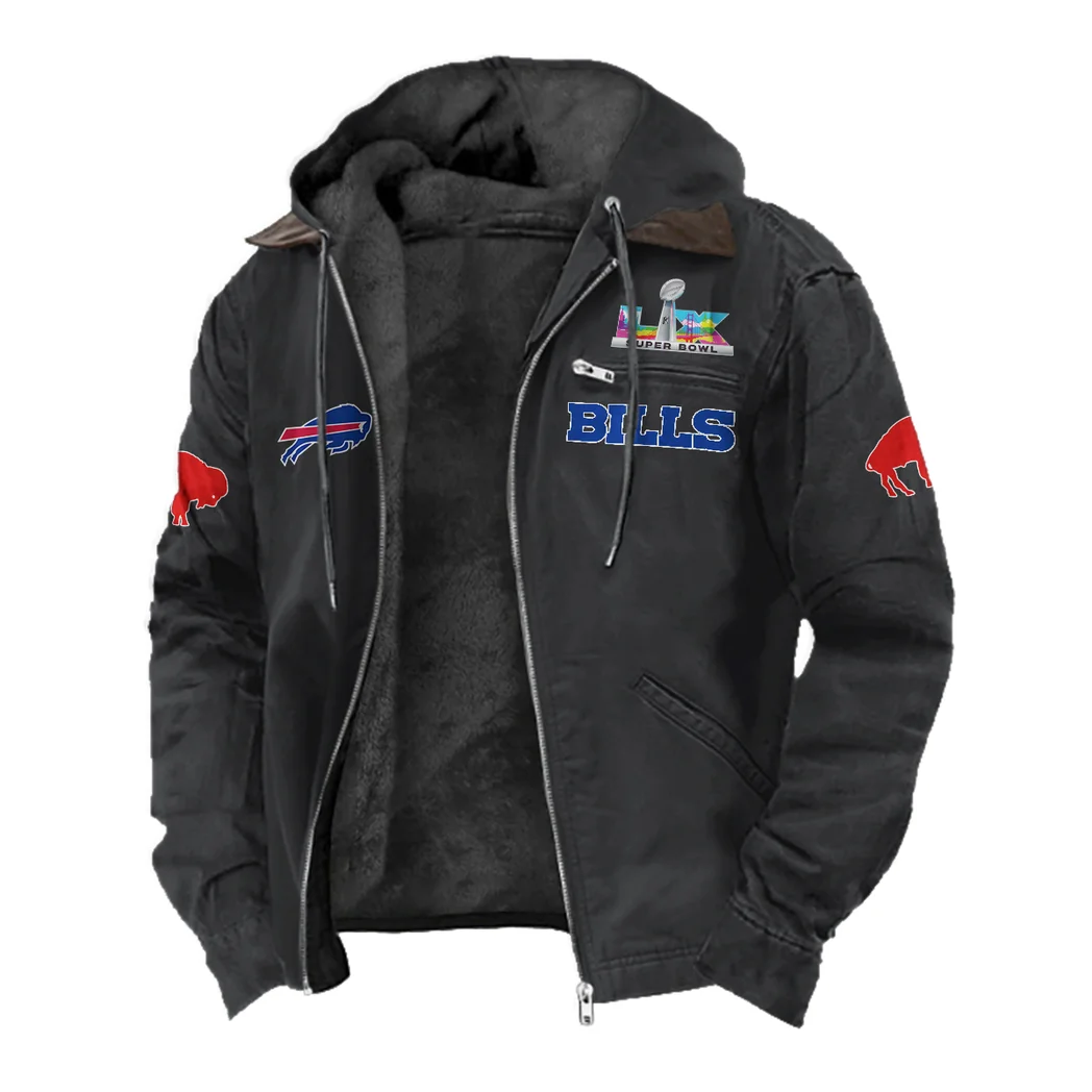 Blue Horns Flannel Hoodie, Athletic Spirit Fan Hoodie HVN1461BB - Black - Image 2