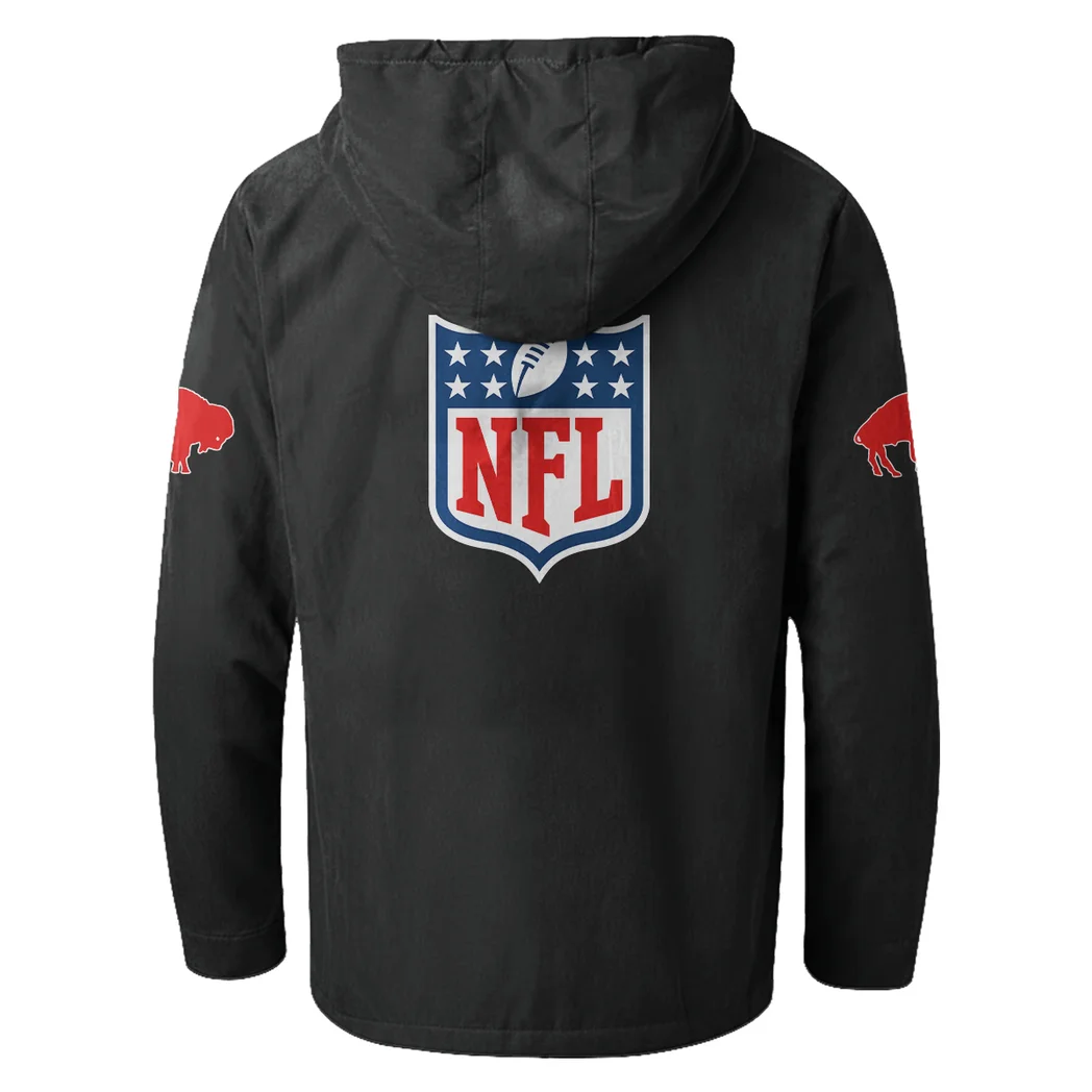 Blue Horns Flannel Hoodie, Athletic Spirit Fan Hoodie HVN1461BB - Black - Image 3