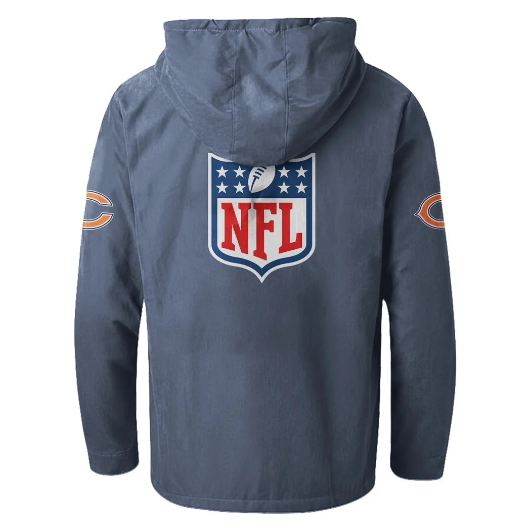 Fan Cubs Squad Flannel Hoodie, Casual Sport Hooded Flannel HVN1461CB - Navy Blue - Image 3