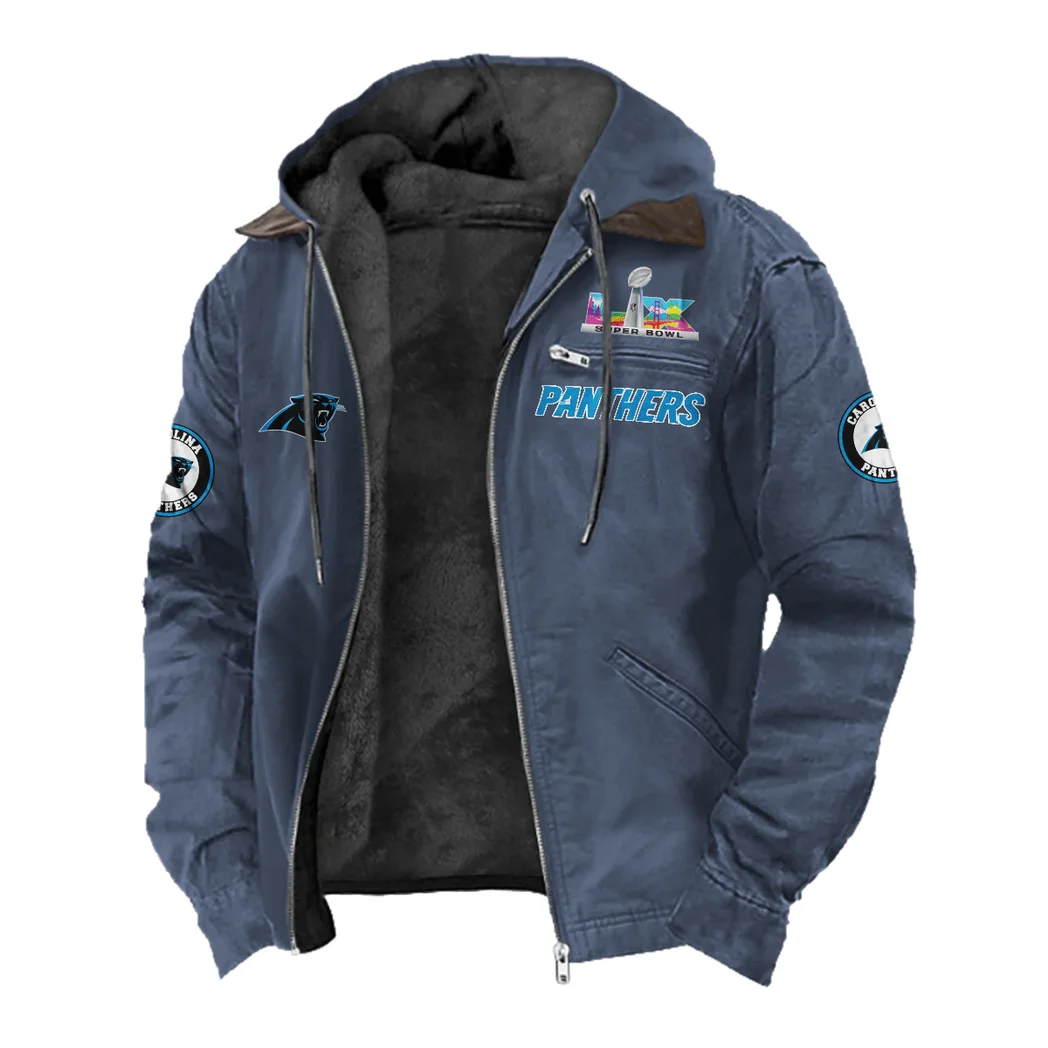 Queen City Squad Flannel Hoodie, Team Spirit Flannel Hoodie HVN1461CP - Navy Blue - Image 2