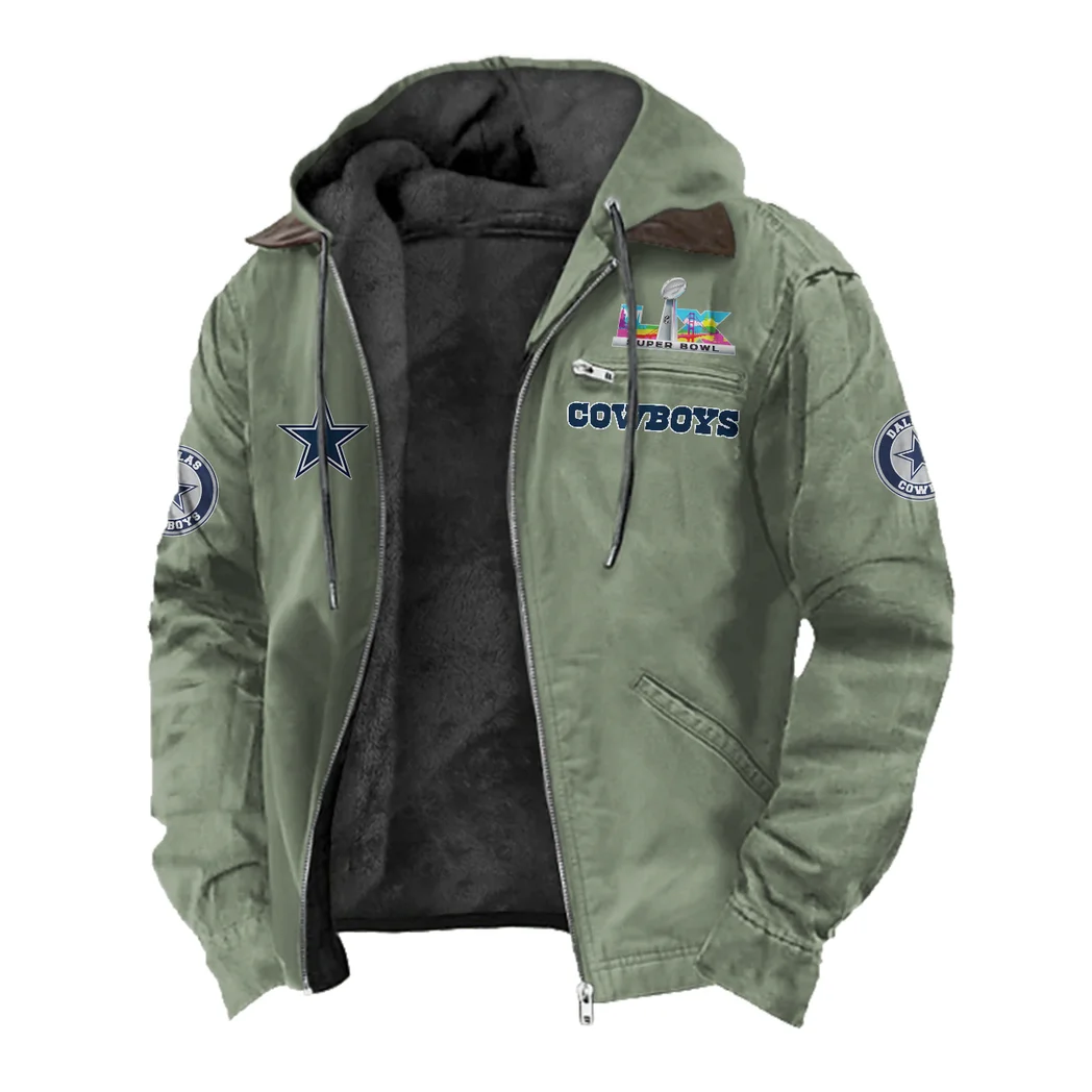 Match Day Stars Flannel Hoodie, Warm Fan Flannel Hoodie HVN1461DC - Light Green - Image 2