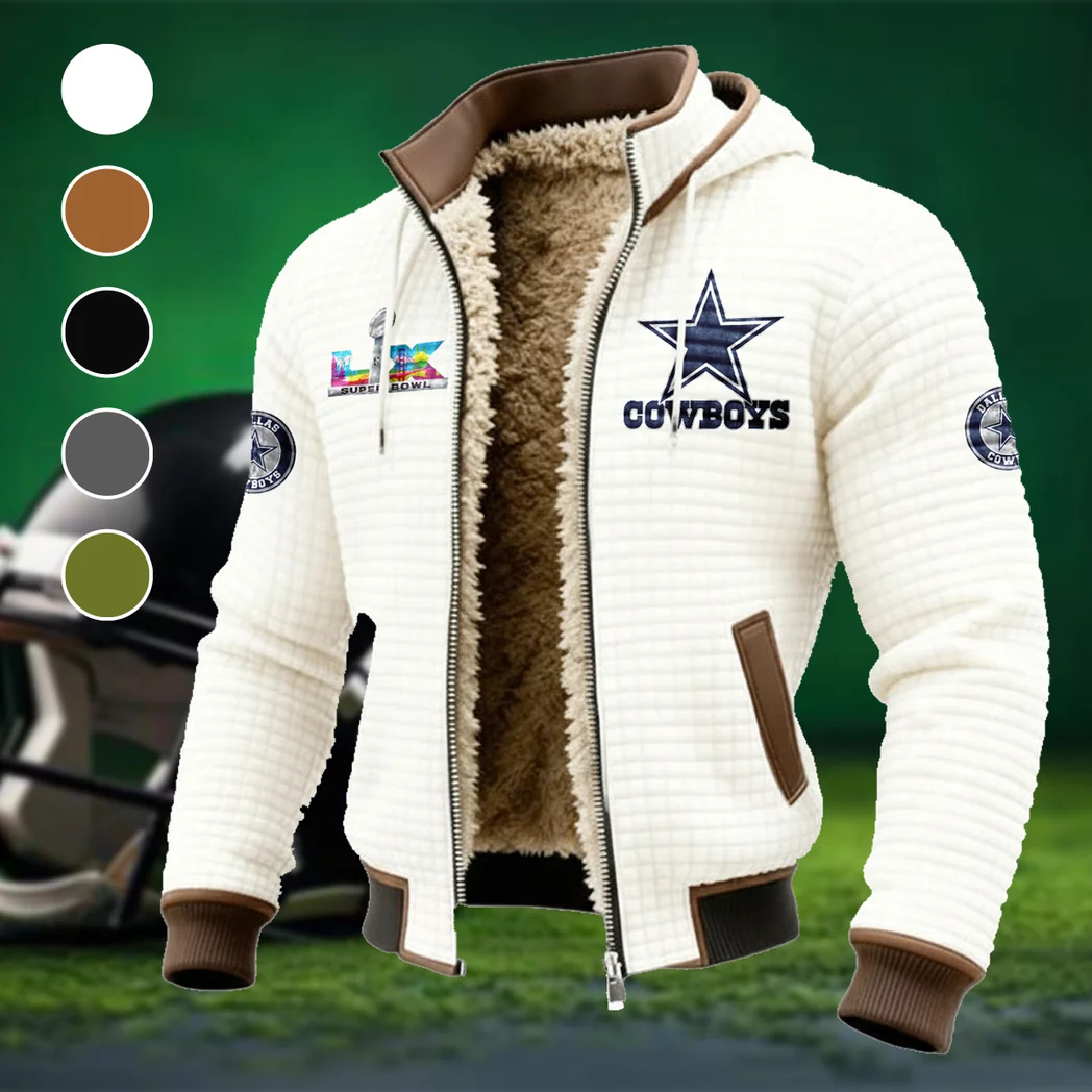 Match Day Stars Fleece-Lined Hooded Jacket, Rapid-Dry Fleece-Lined Hoody HVN1461DC - White