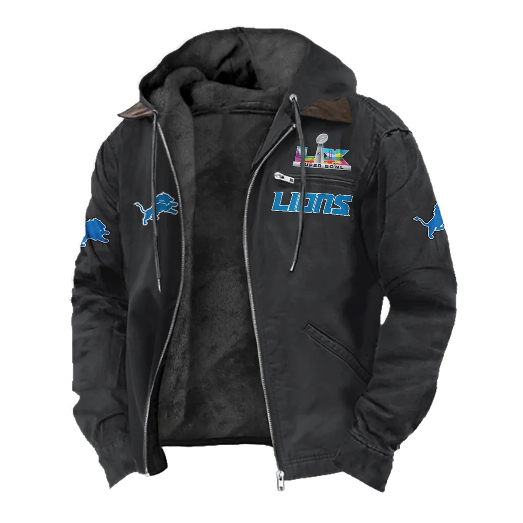 Football Lion Crew Flannel Hoodie, Cold Game Day Hoodie HVN1461DL - Black - Image 2
