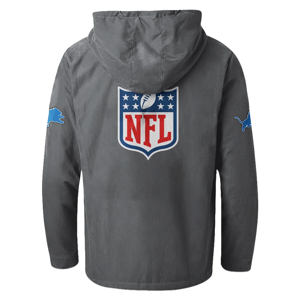 Football Lion Crew Flannel Hoodie, Cold Game Day Hoodie HVN1461DL - Gray - Image 3