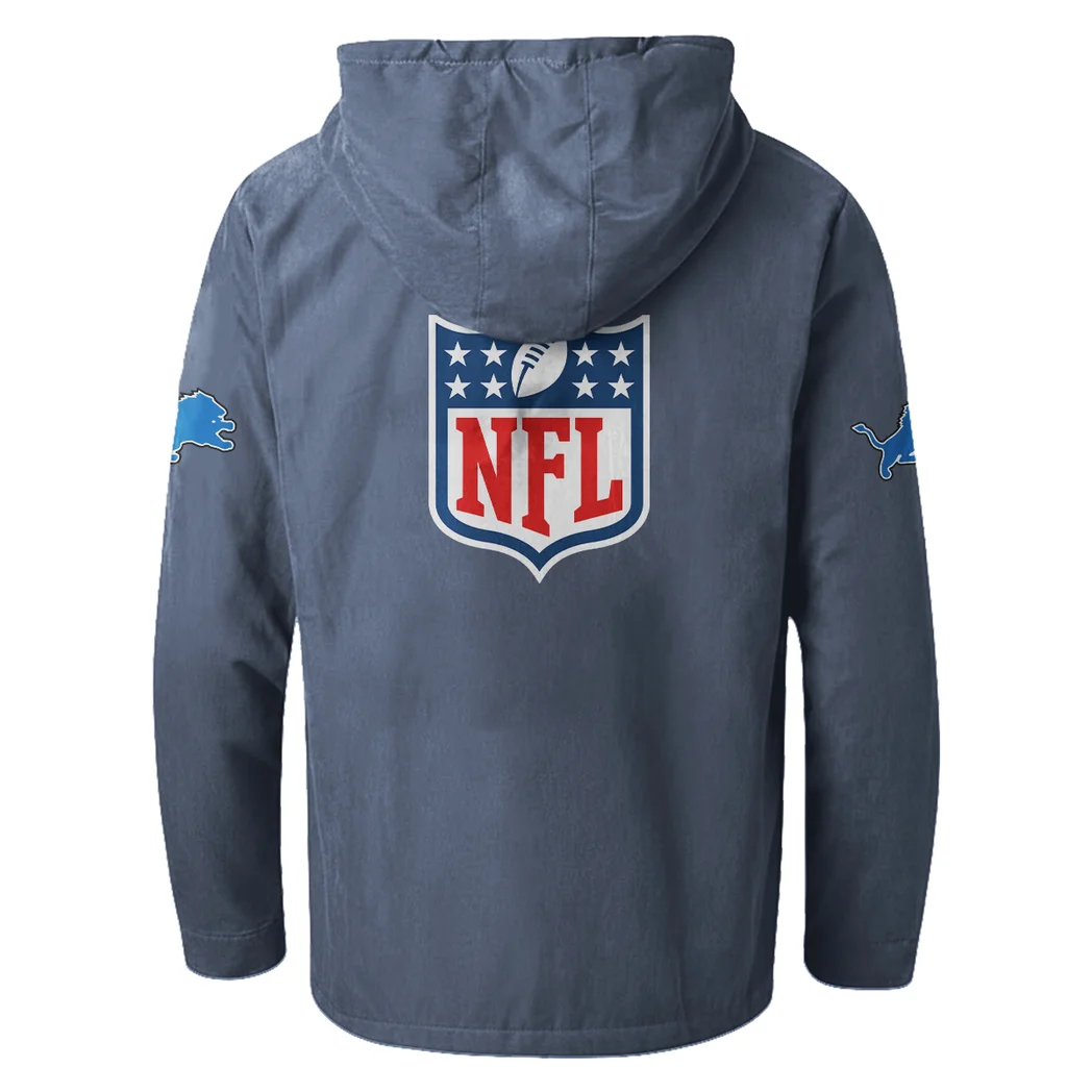 Football Lion Crew Flannel Hoodie, Cold Game Day Hoodie HVN1461DL - Navy Blue - Image 3