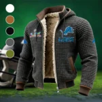 Football Lion Crew Fleece-Lined Hooded Jacket, Elite Athlete Winter Jacket HVN1461DL - Grey