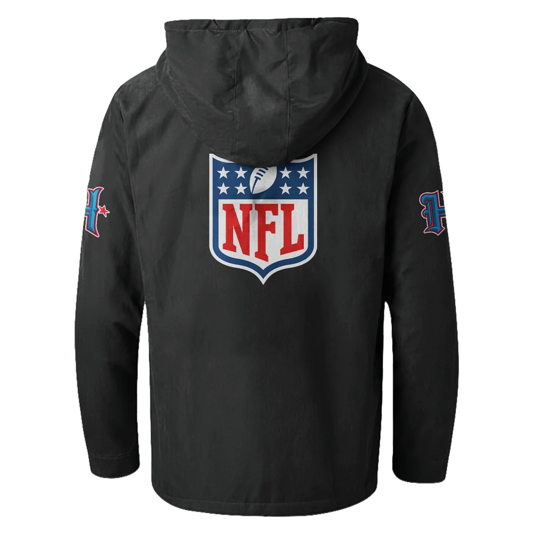 Blue Pride Flannel Hoodie, Athletic Lifestyle Fan Hoodie HVN1461HT - Black - Image 3