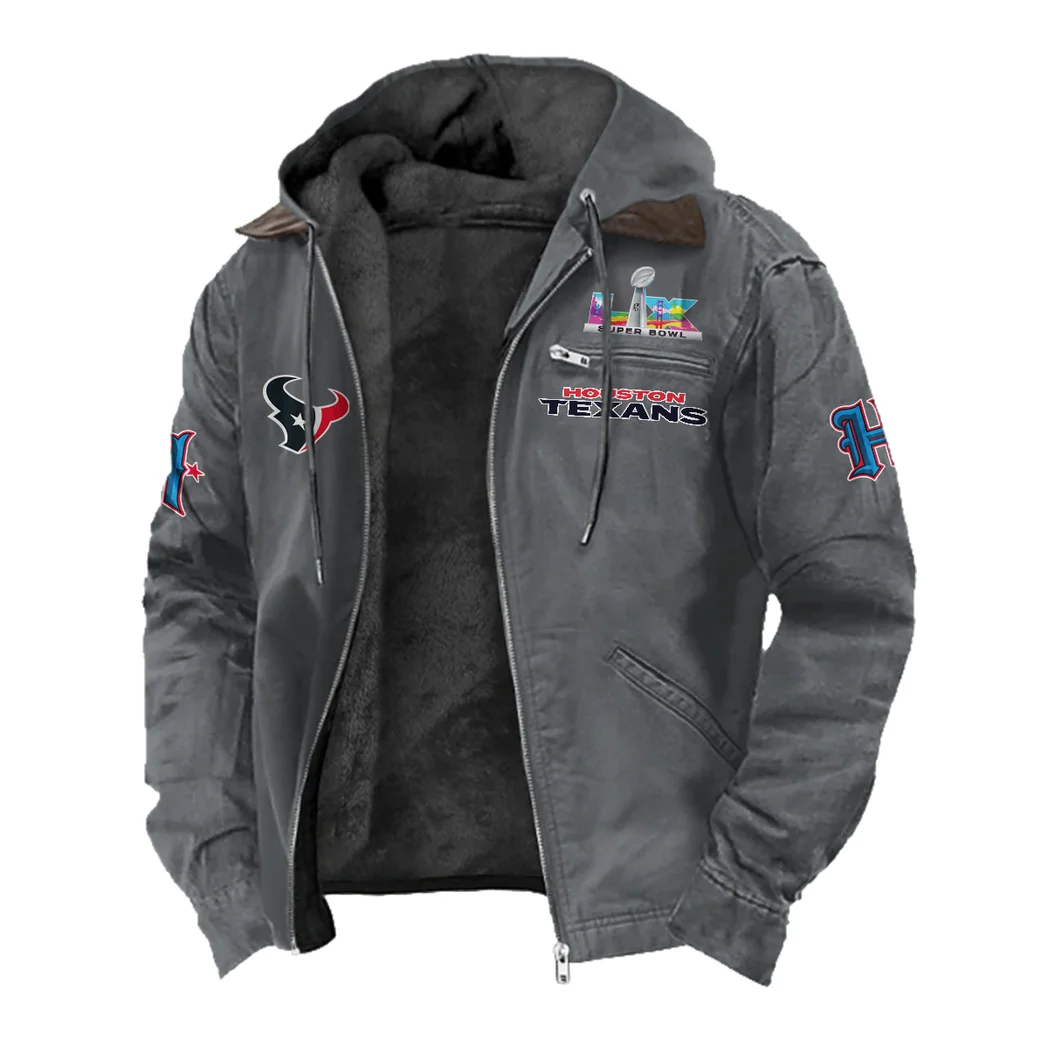 Blue Pride Flannel Hoodie, Athletic Lifestyle Fan Hoodie HVN1461HT - Gray - Image 2