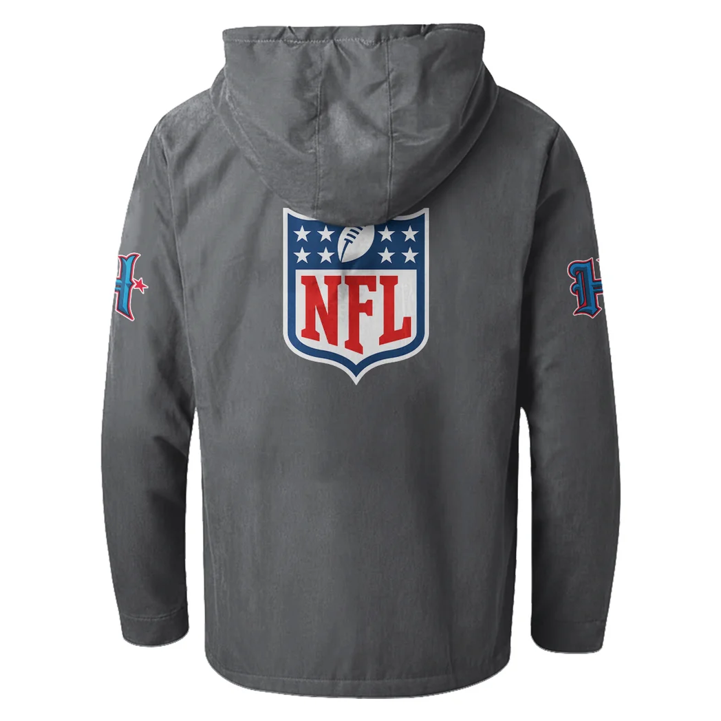 Blue Pride Flannel Hoodie, Athletic Lifestyle Fan Hoodie HVN1461HT - Gray - Image 3