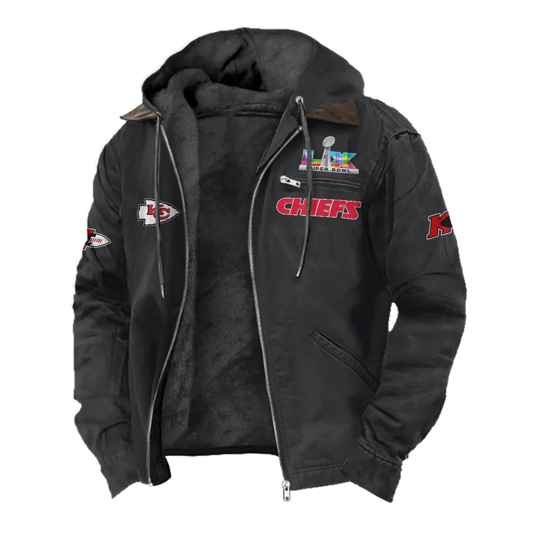 Game Day Squad Flannel Hoodie, Bold Supporter Flannel Hoodie HVN1461KC - Black - Image 2