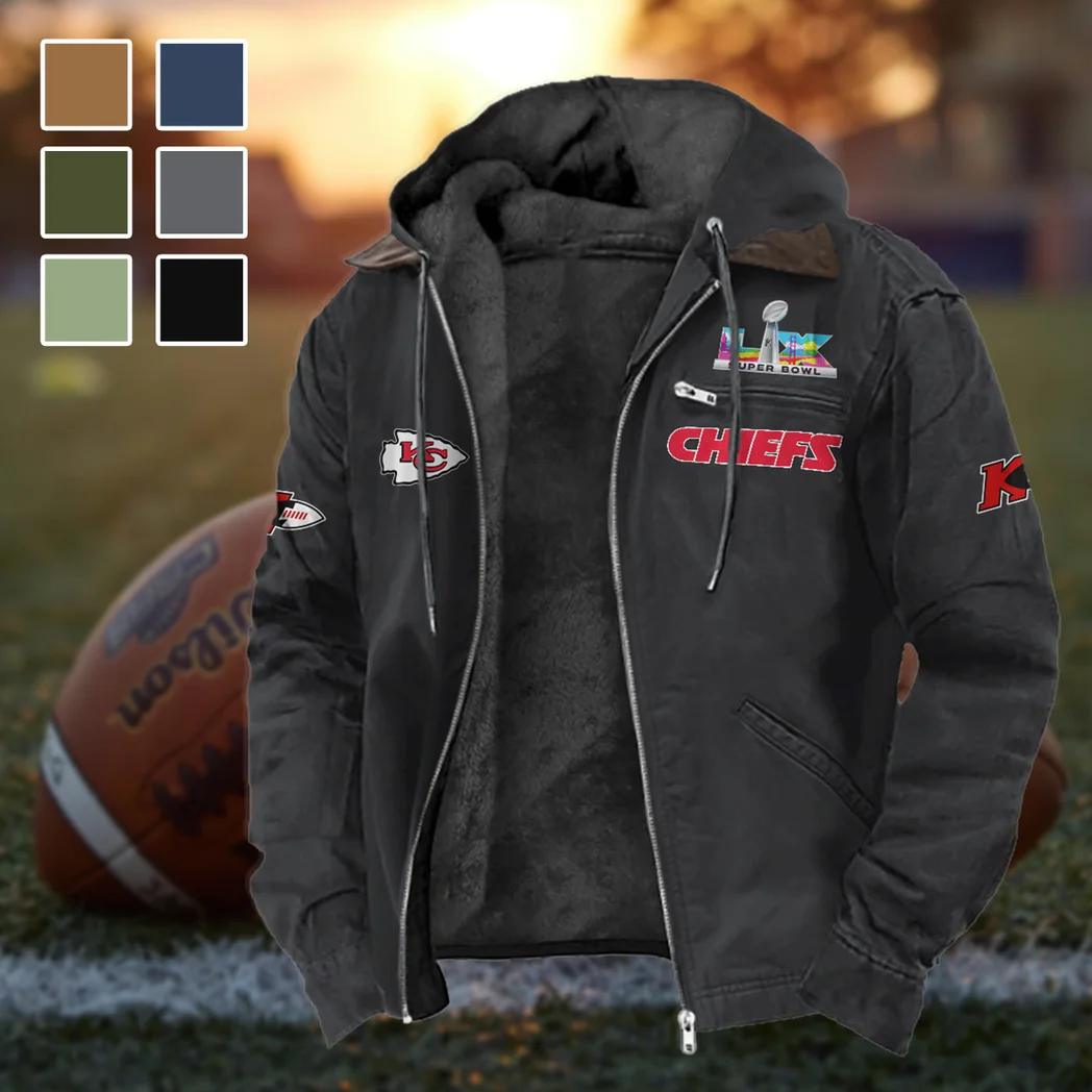 Game Day Squad Flannel Hoodie, Bold Supporter Flannel Hoodie HVN1461KC - Black
