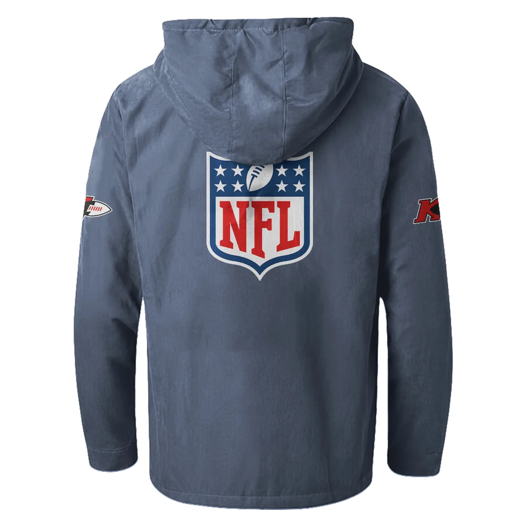 Game Day Squad Flannel Hoodie, Bold Supporter Flannel Hoodie HVN1461KC - Navy Blue - Image 3