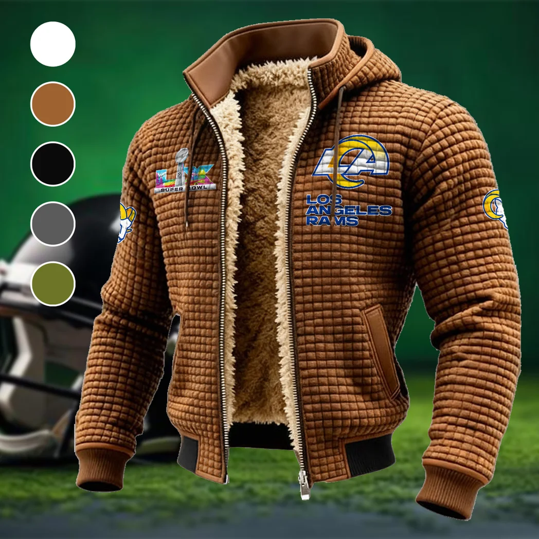 LA Squad Fleece-Lined Hooded Jacket, Water-Resistant Thermal Hoody HVN1461LA - brown