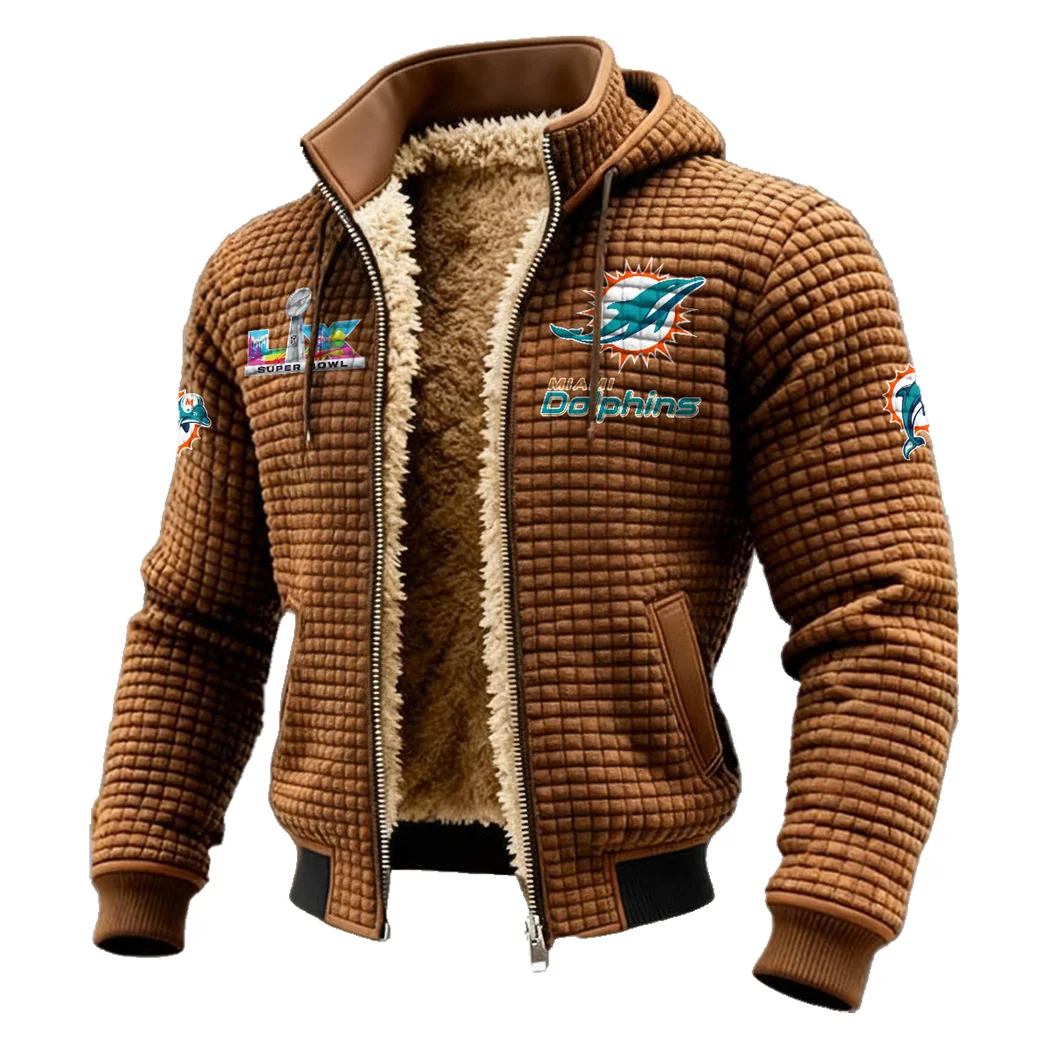 Fan Marine Squad Fleece-Lined Hooded Jacket, Cold-Snap Defense Jacket HVN1461MD - brown - Image 2