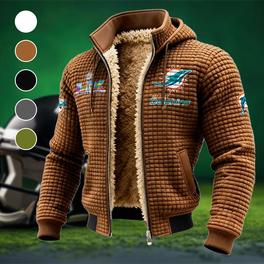 Fan Marine Squad Fleece-Lined Hooded Jacket, Cold-Snap Defense Jacket HVN1461MD - brown