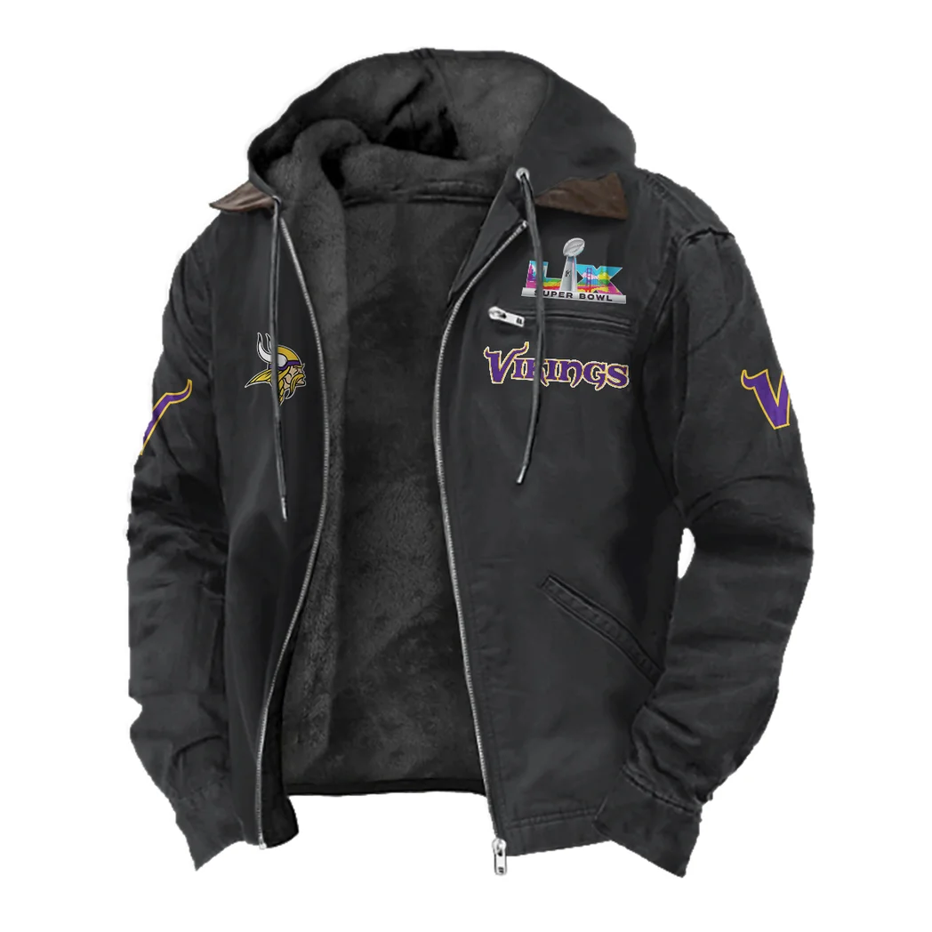 Norse Army Flannel Hoodie, Rugged Sport Flannel Hoodie HVN1461MV - Black - Image 2