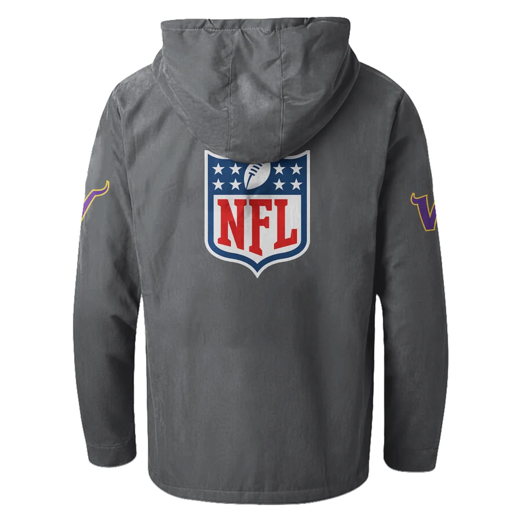Norse Army Flannel Hoodie, Rugged Sport Flannel Hoodie HVN1461MV - Gray - Image 3
