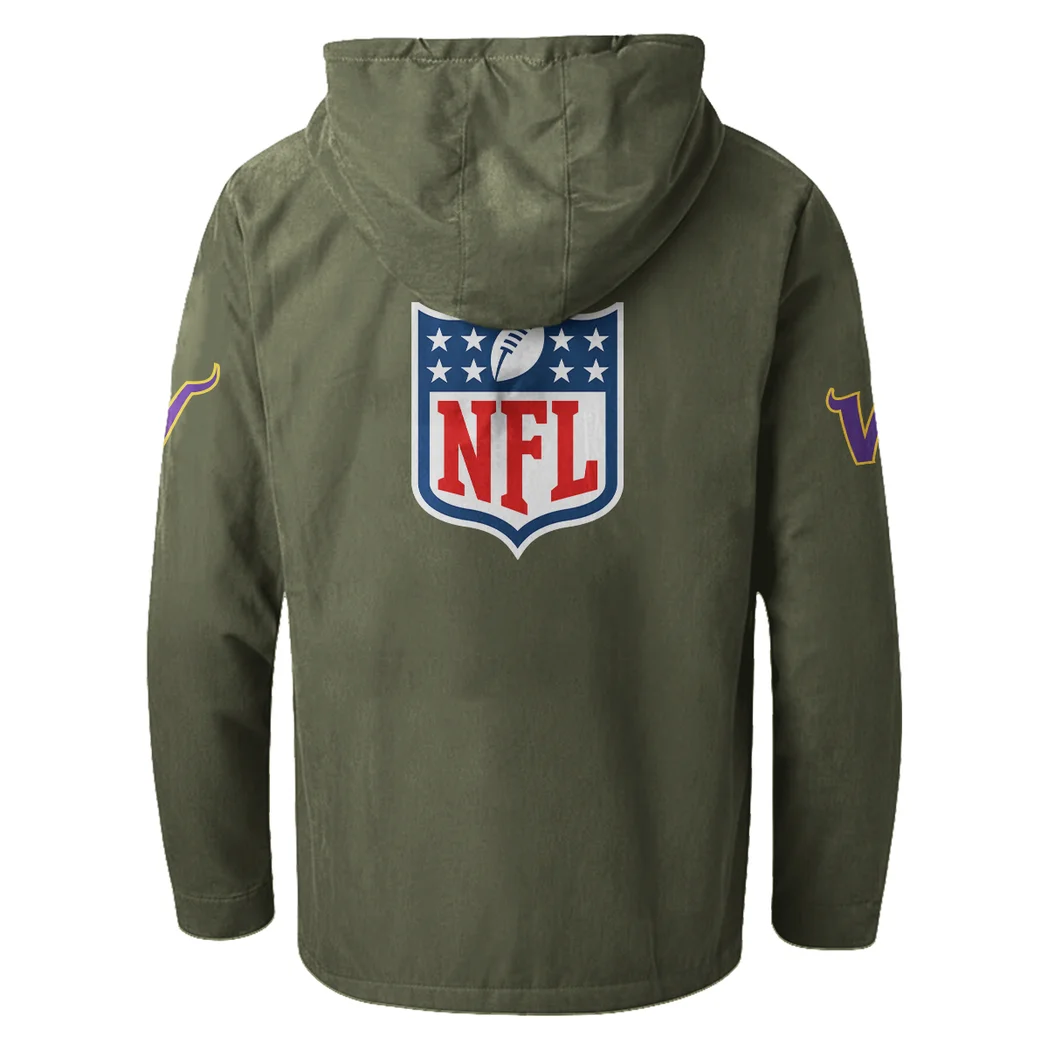 Norse Army Flannel Hoodie, Rugged Sport Flannel Hoodie HVN1461MV - Green - Image 3