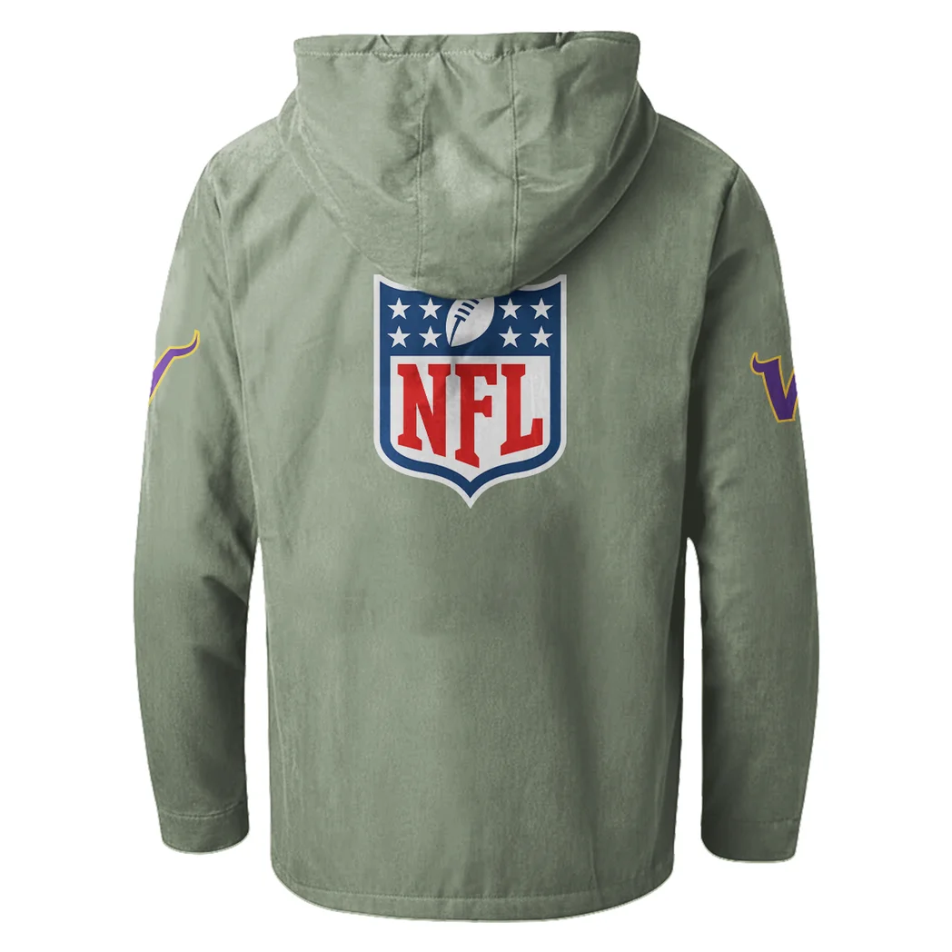 Norse Army Flannel Hoodie, Rugged Sport Flannel Hoodie HVN1461MV - Light Green - Image 3