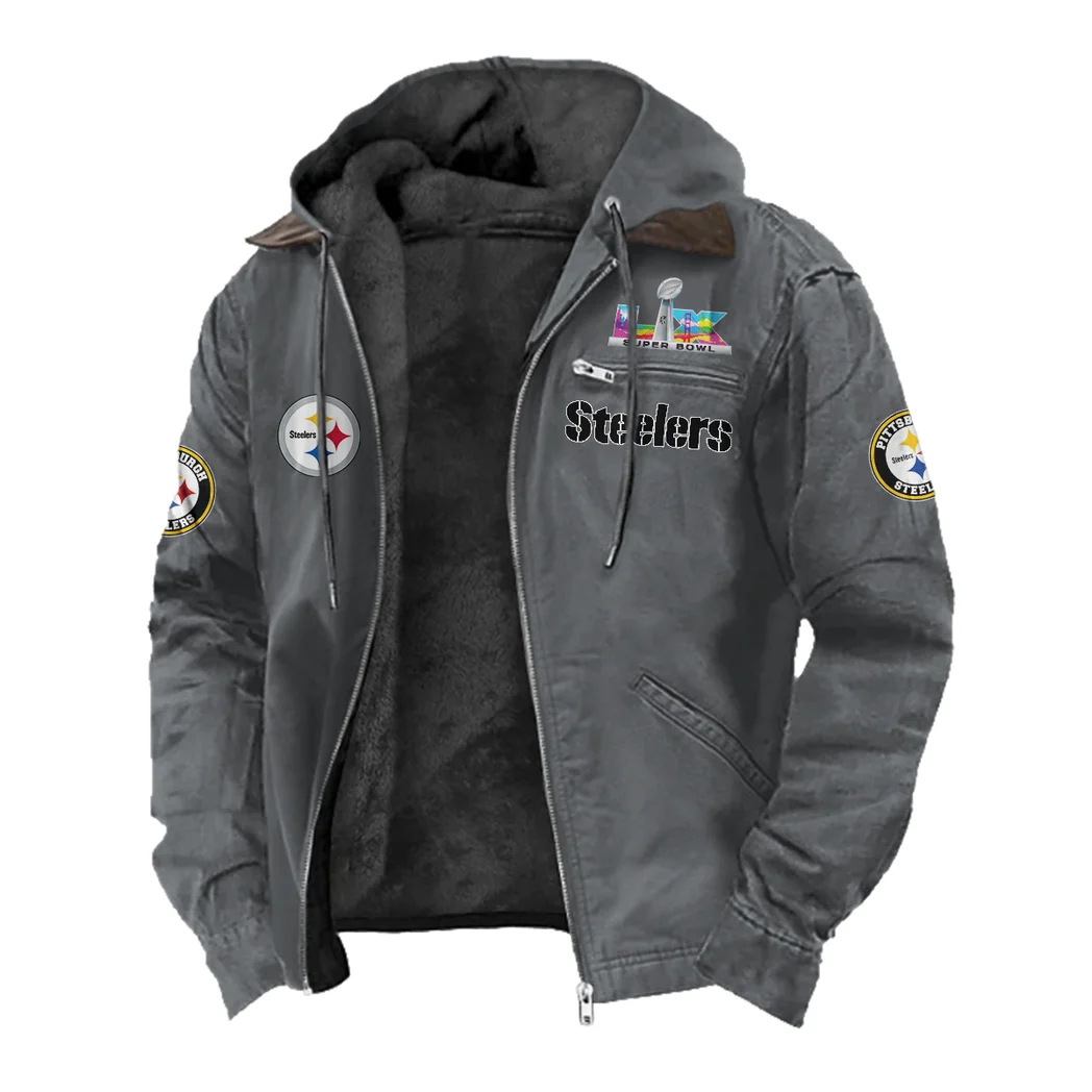 River City Fans Flannel Hoodie, Supporter Spirit Hooded Flannel HVN1461PS - Gray - Image 2