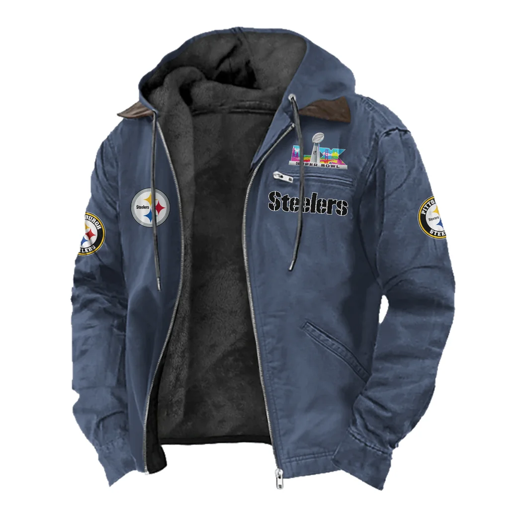 River City Fans Flannel Hoodie, Supporter Spirit Hooded Flannel HVN1461PS - Navy Blue - Image 2