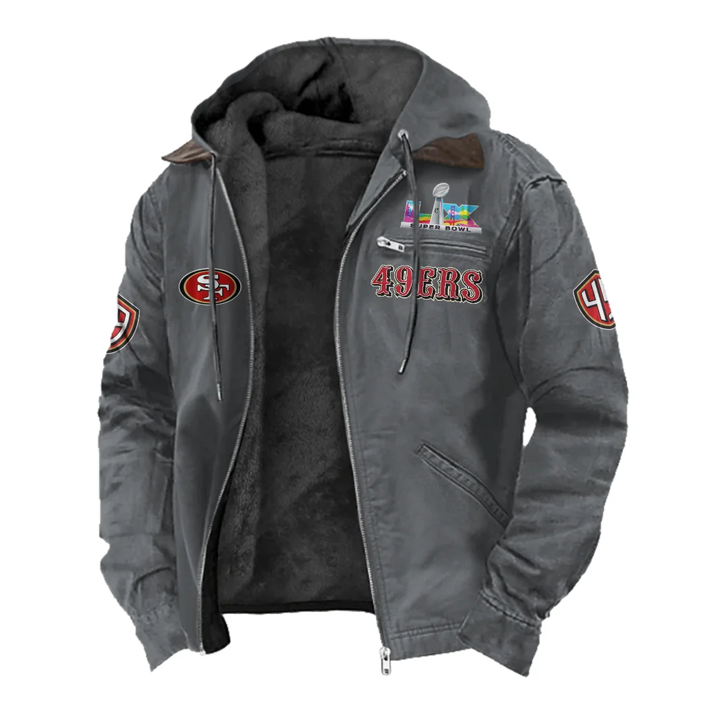 Bay Area Faithful Flannel Hoodie, Athletic Lifestyle Fan Hoodie HVN1461SF - Gray - Image 2