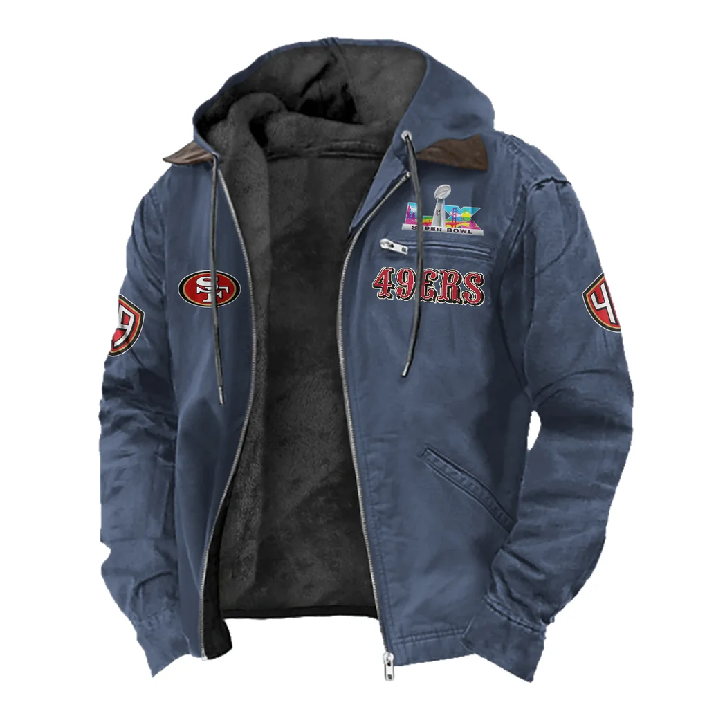 Bay Area Faithful Flannel Hoodie, Athletic Lifestyle Fan Hoodie HVN1461SF - Navy Blue - Image 2