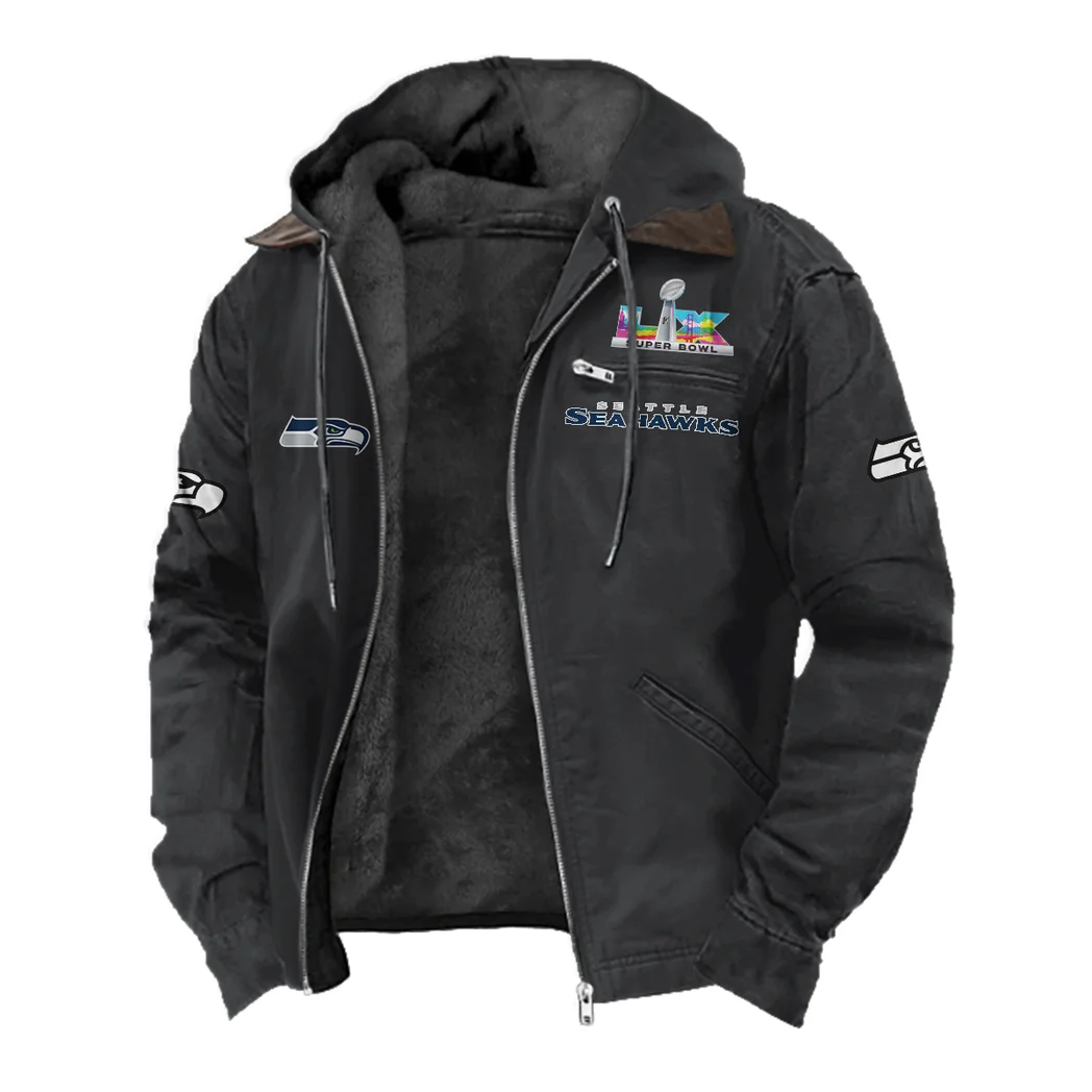 Puget Squad Flannel Hoodie, Classic Flannel Sport Hoodie HVN1461SS - Black - Image 2