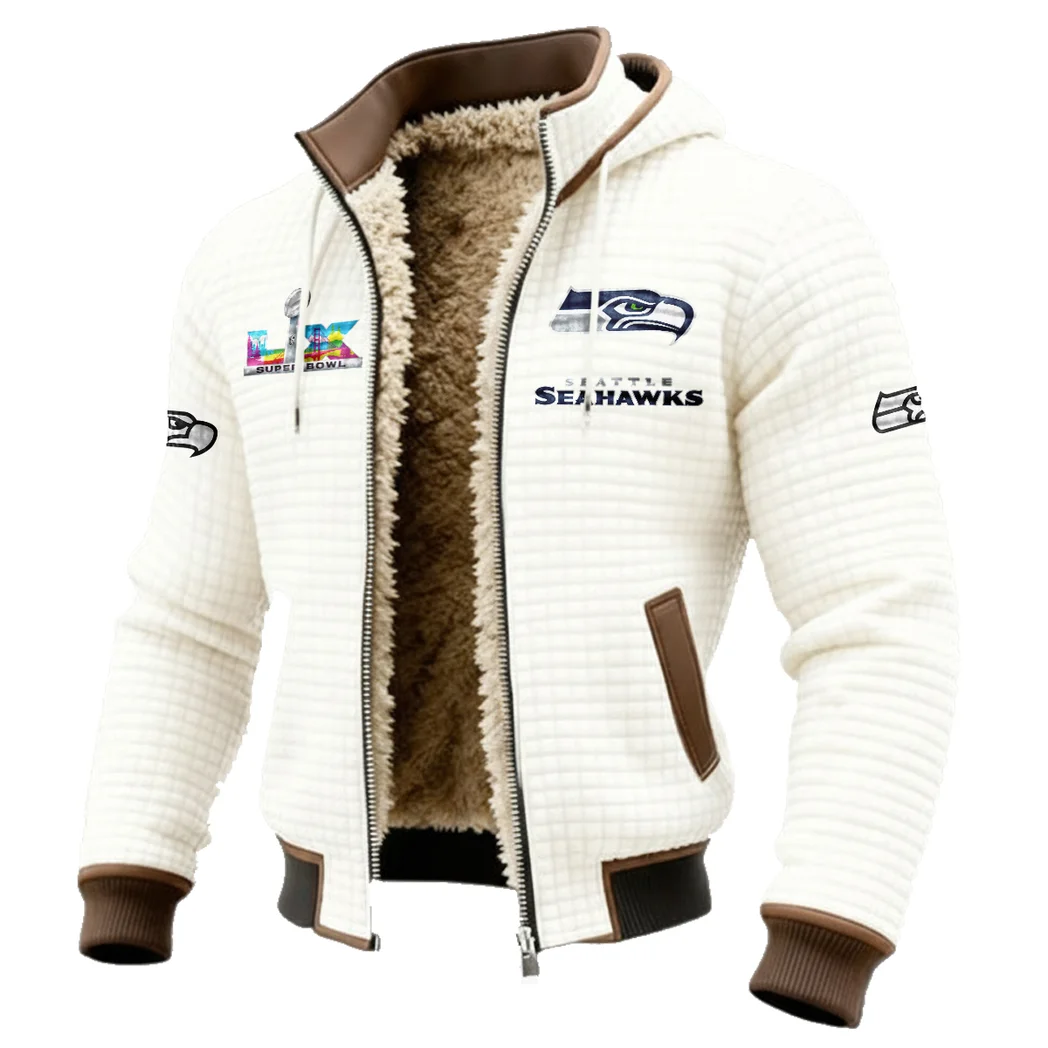 Puget Squad Fleece-Lined Hooded Jacket, Breathable Warmth Sport Jacket HVN1461SS - White - Image 2