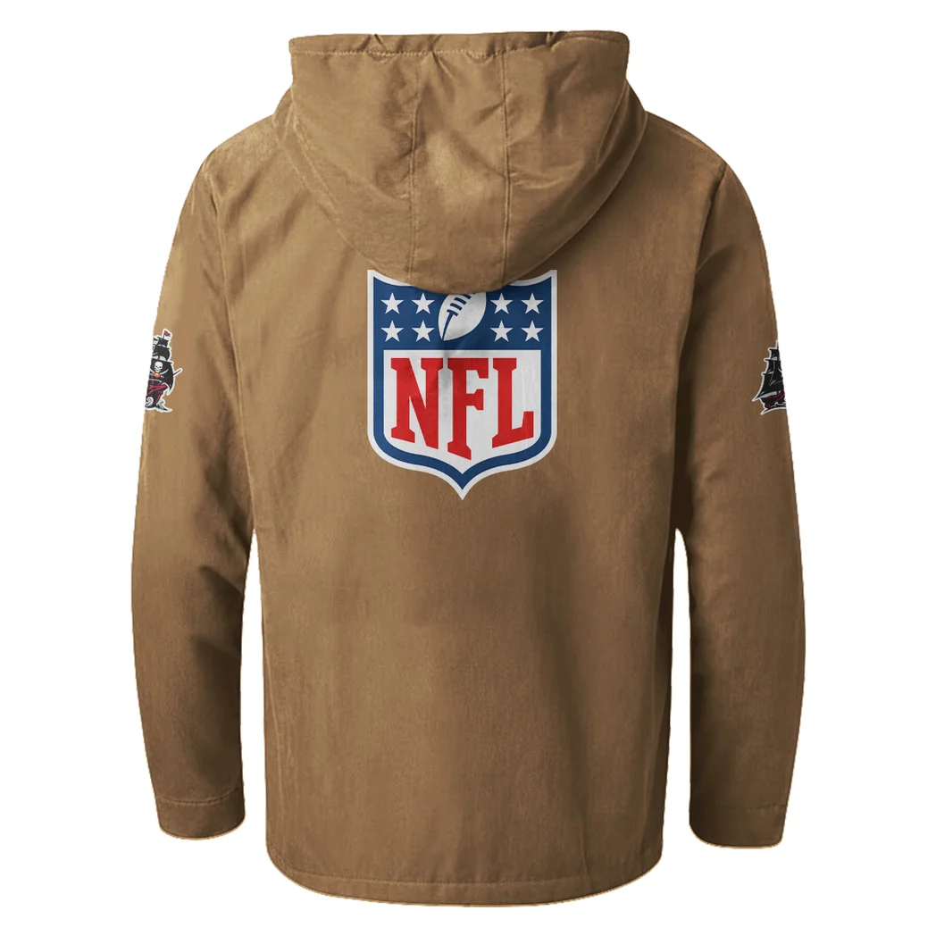 Red Pride Flannel Hoodie, Fan Squad Flannel Hoodie HVN1461TB - Camel - Image 3
