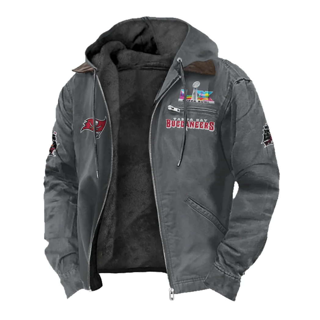 Red Pride Flannel Hoodie, Fan Squad Flannel Hoodie HVN1461TB - Gray - Image 2