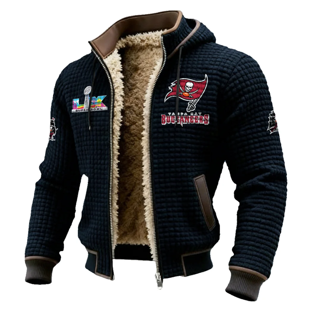 Red Pride Fleece-Lined Hooded Jacket, Soft-Touch Thermal Outerwear HVN1461TB - Black - Image 2