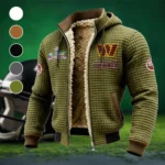 Red Gold Brotherhood Fleece-Lined Hooded Jacket, Modern Athletic Hybrid Parka HVN1461WC - Green