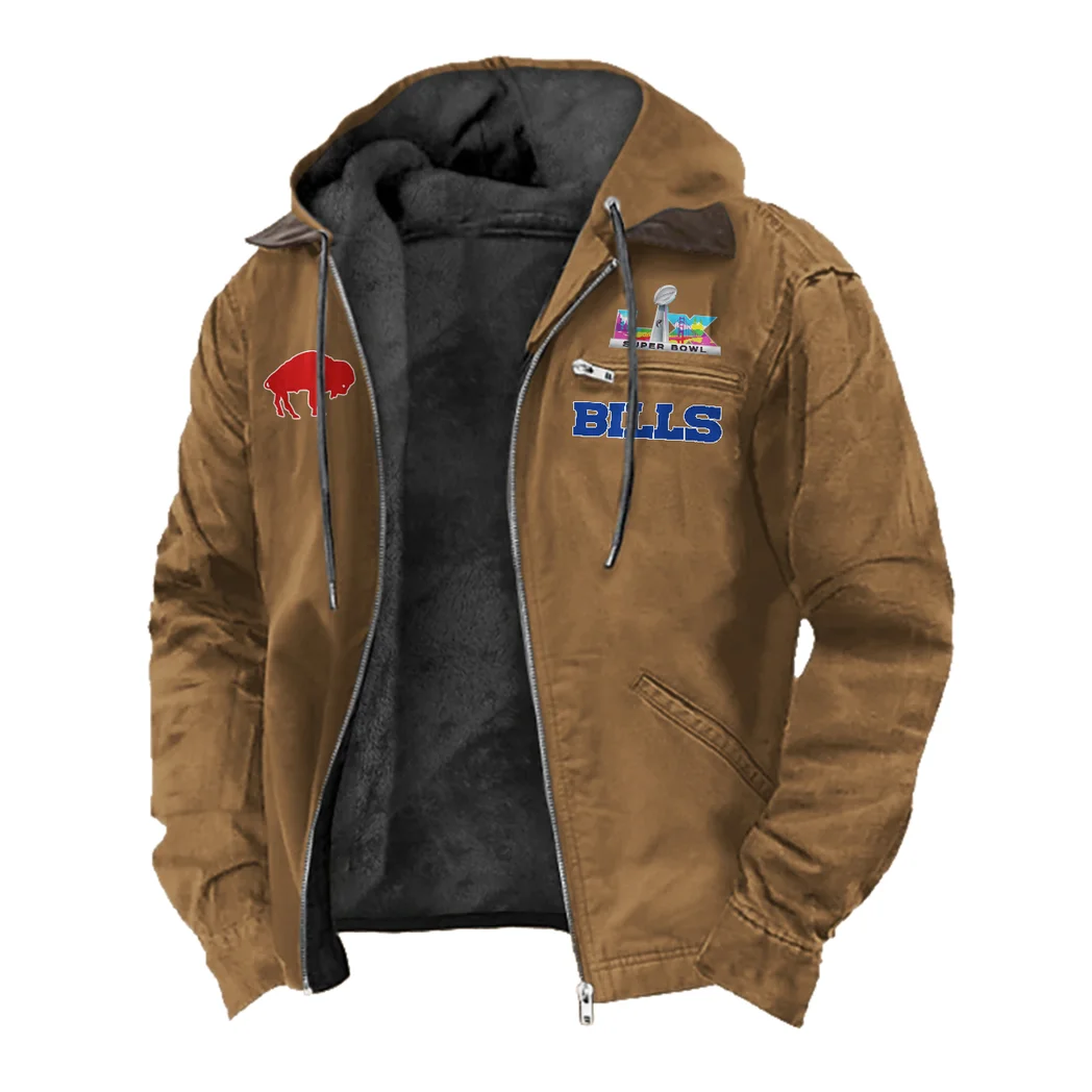 Buffalo Squad Flannel Hoodie, Athletic Spirit Fan Hoodie HVN1462BB - Camel - Image 2