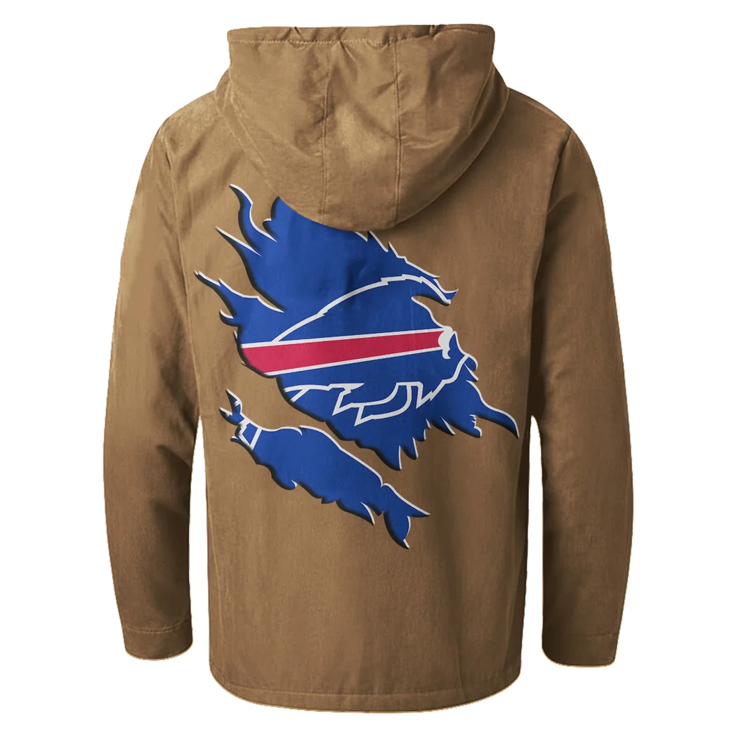 Buffalo Squad Flannel Hoodie, Athletic Spirit Fan Hoodie HVN1462BB - Camel - Image 3