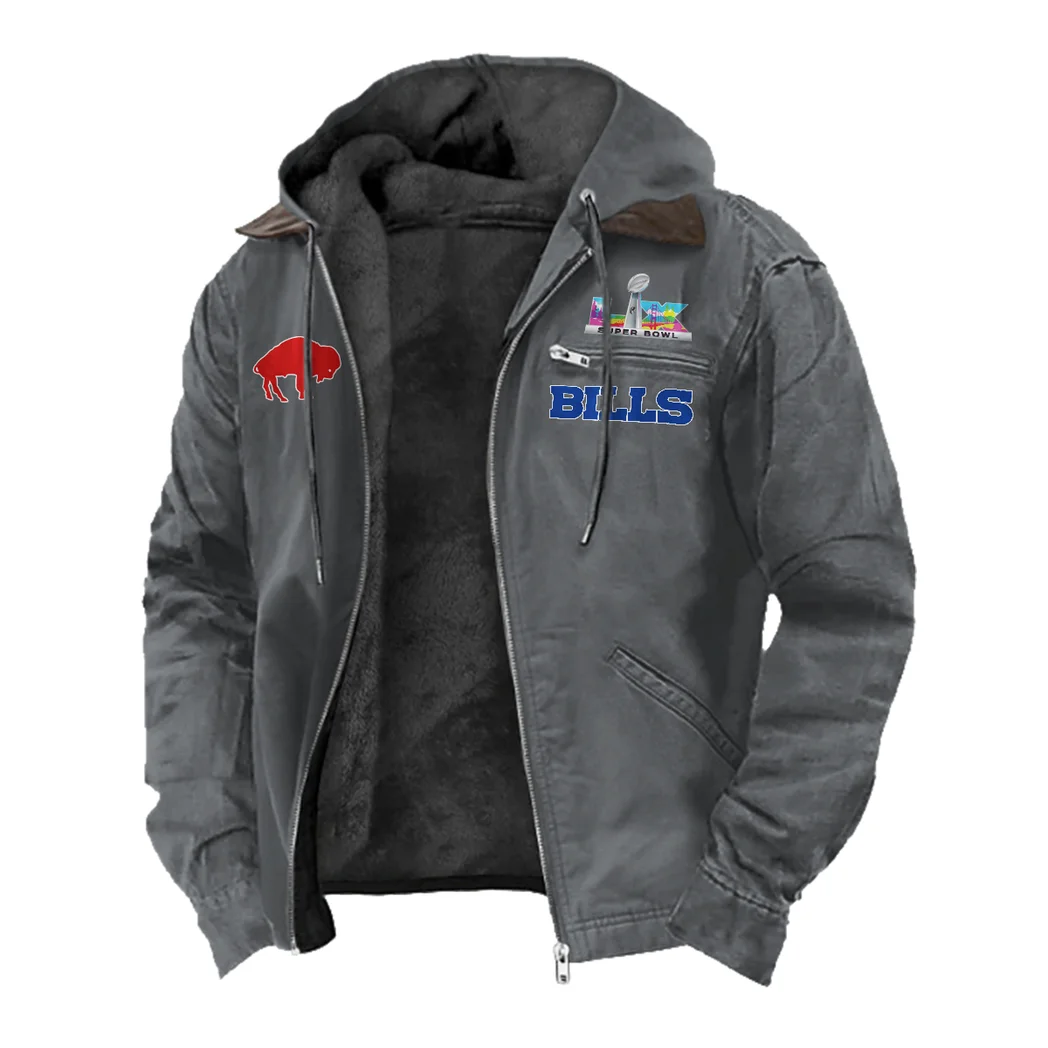 Buffalo Squad Flannel Hoodie, Athletic Spirit Fan Hoodie HVN1462BB - Gray - Image 2