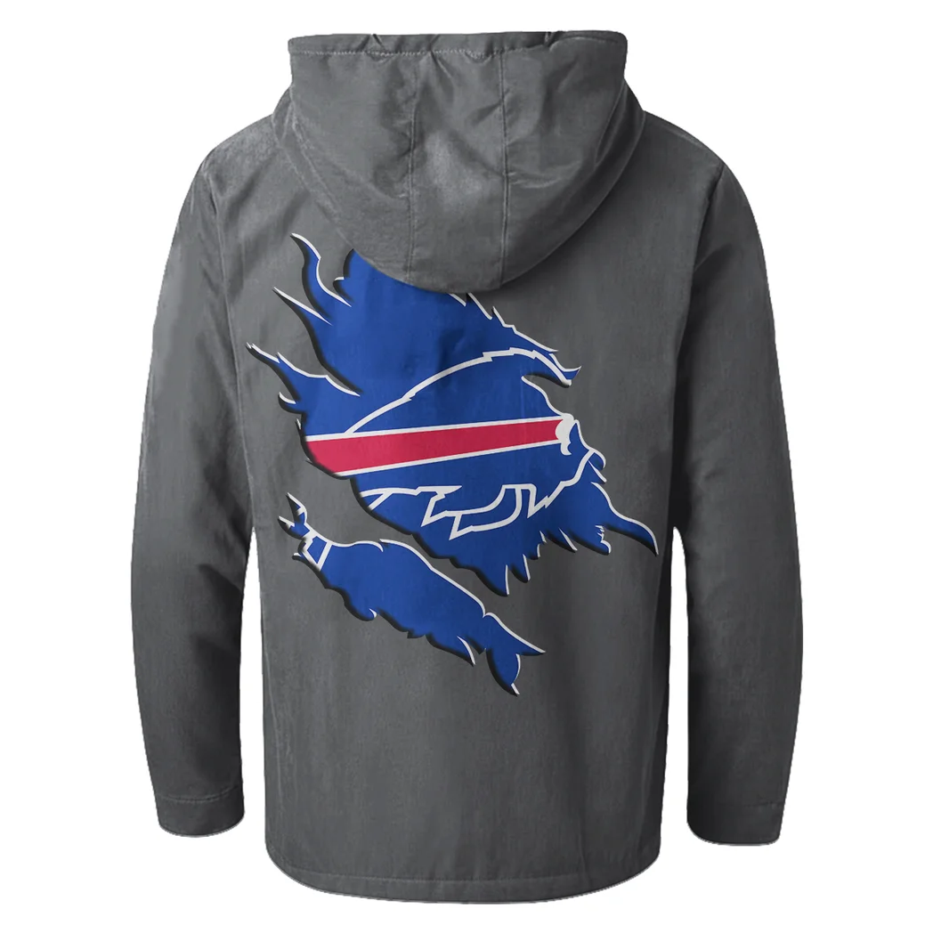 Buffalo Squad Flannel Hoodie, Athletic Spirit Fan Hoodie HVN1462BB - Gray - Image 3