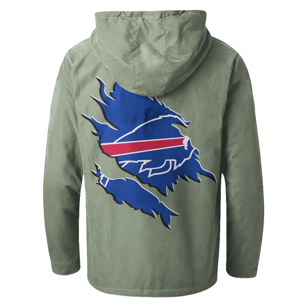 Buffalo Squad Flannel Hoodie, Athletic Spirit Fan Hoodie HVN1462BB - Light Green - Image 3