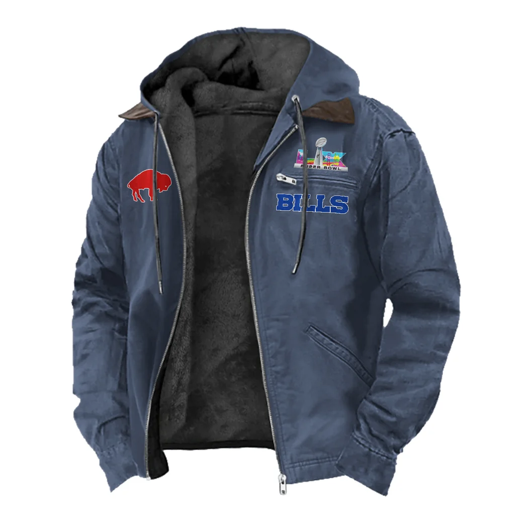 Buffalo Squad Flannel Hoodie, Athletic Spirit Fan Hoodie HVN1462BB - Navy Blue - Image 2
