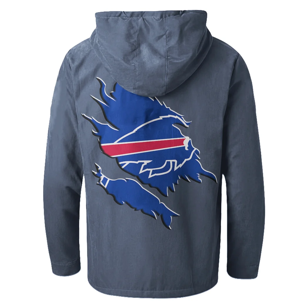 Buffalo Squad Flannel Hoodie, Athletic Spirit Fan Hoodie HVN1462BB - Navy Blue - Image 3