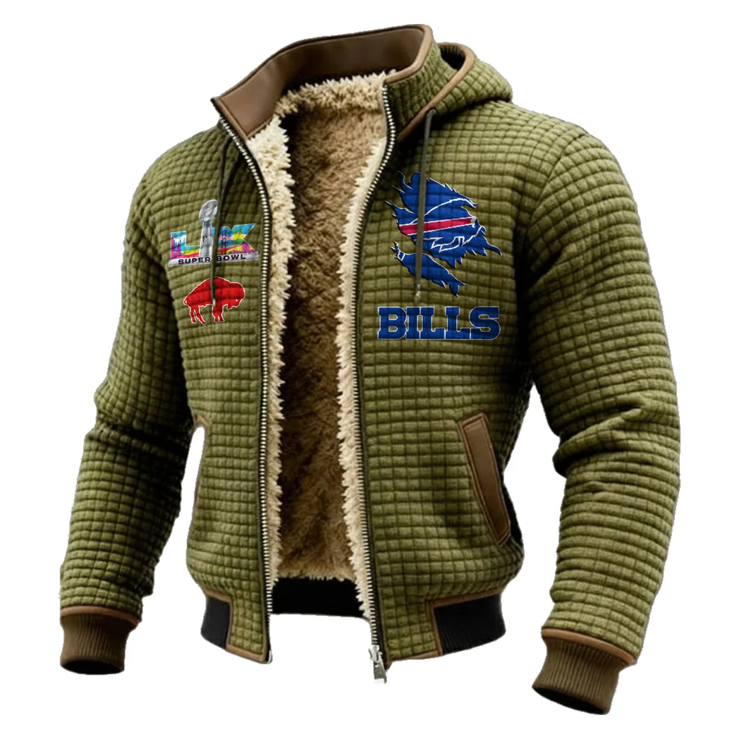 Buffalo Squad Fleece-Lined Hooded Jacket, High-Performance Trail Jacket HVN1462BB - Green - Image 2