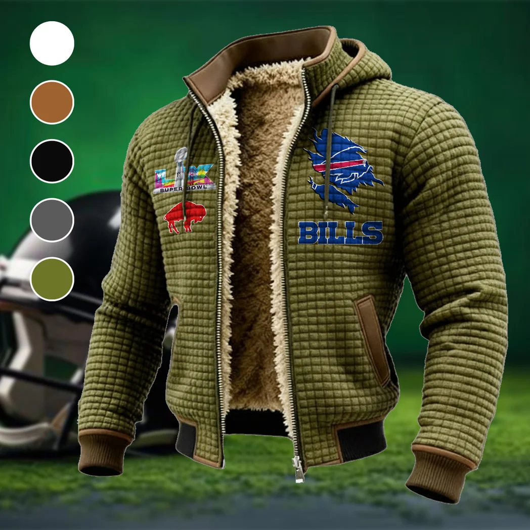 Buffalo Squad Fleece-Lined Hooded Jacket, High-Performance Trail Jacket HVN1462BB - Green